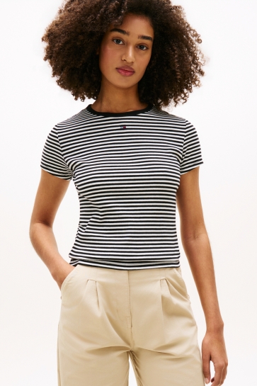 Tommy Jeans tjw slim essential rib ss ext Zwart