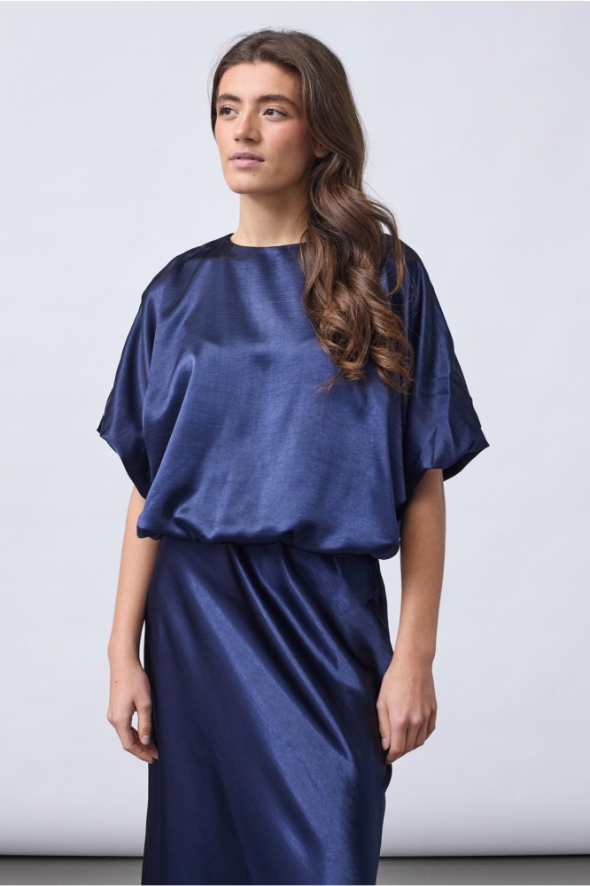 SisterS point blauwe dames blouse | Model vooraanzicht