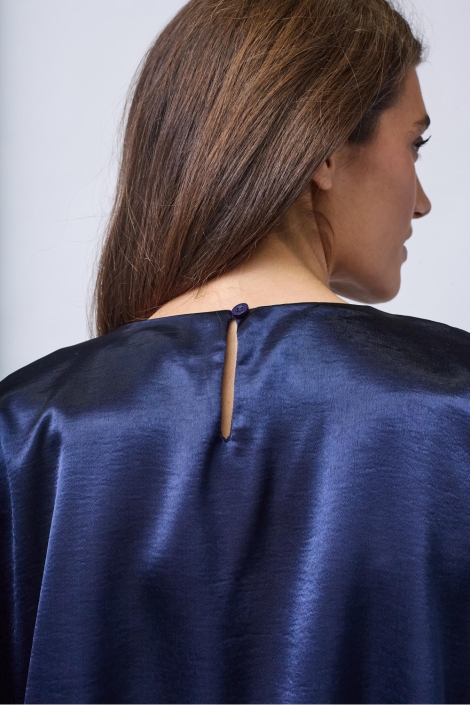 SisterS point blauwe dames blouse | Close up