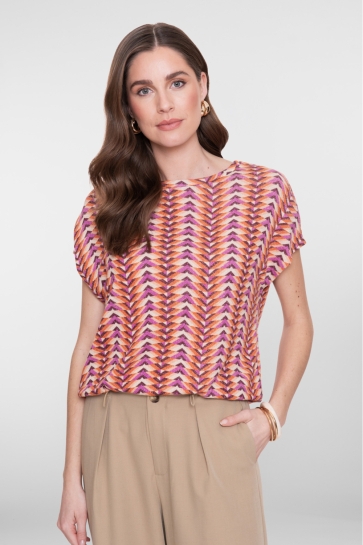 Geisha TOP MET GRAFISCHE PRINT EN LUREX 62155 20 Lila/Orange