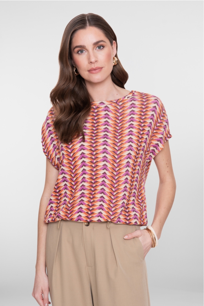 Geisha paarse dames t-shirt | Model vooraanzicht