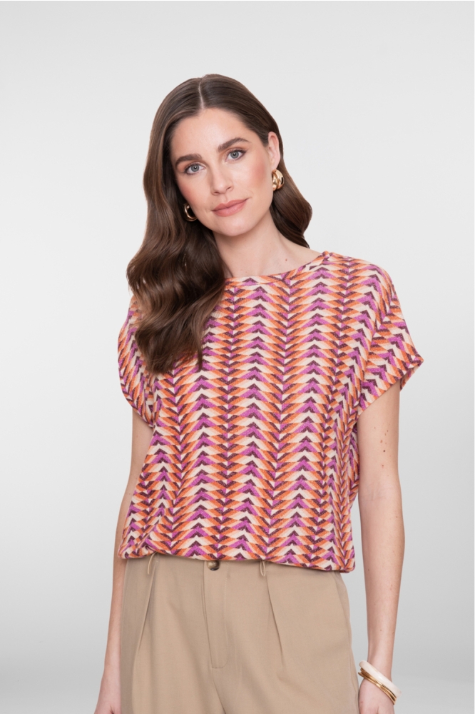 Geisha paarse dames t-shirt | Model vooraanzicht