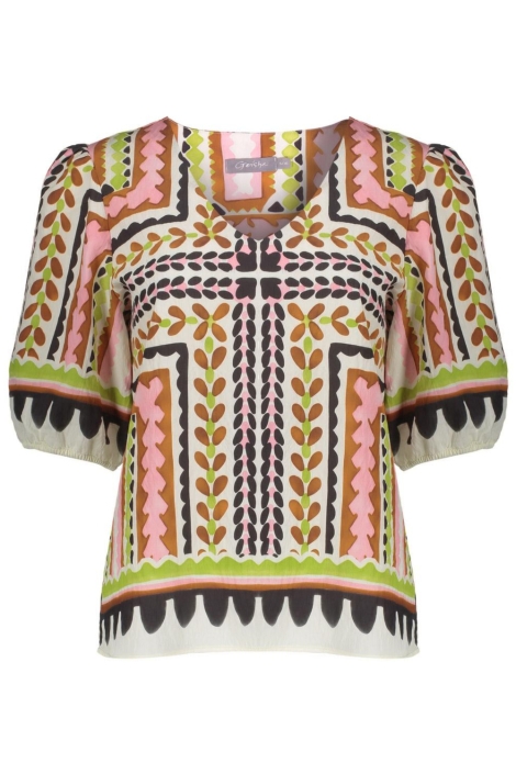 Geisha multi color dames t-shirt | Vooraanzicht