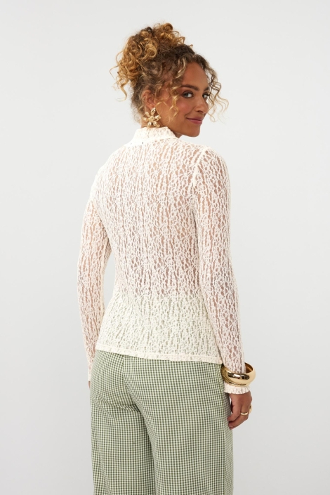 Ydence beige dames top | Model achteraanzicht