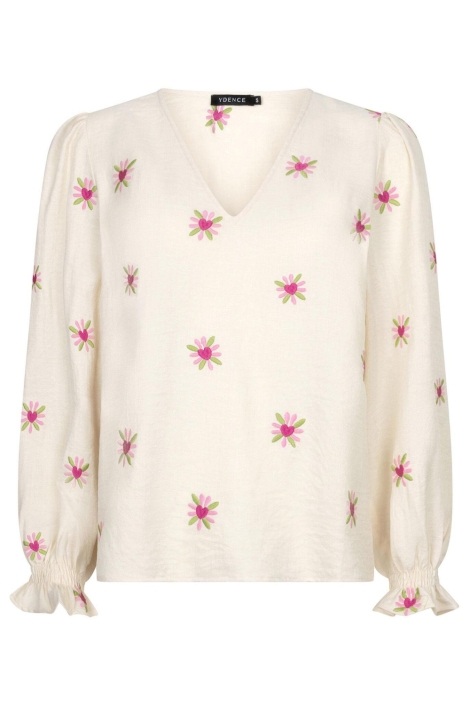 Ydence beige dames t-shirt | Vooraanzicht