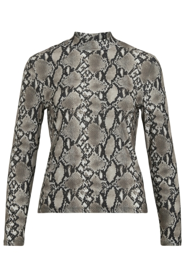 Vila Top VILEOA L/S HIGH NECK TOP - NOOS 14066134 Ultimate Grey/ SNAKE