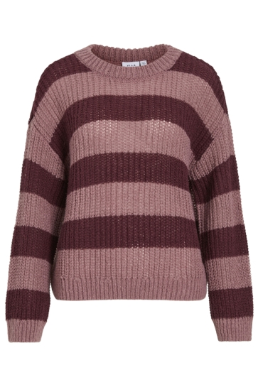 Vila Trui VIOMI O-NECK L/S STRIPE KNIT TOP/RR 14117825 Nostalgia Rose/PORT ROYAL