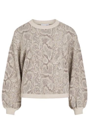 Vila Trui VITIP NEW O-NECK L/S JAQUARD KNIT T 14117325 Super Light Nat/FALCON/NOM