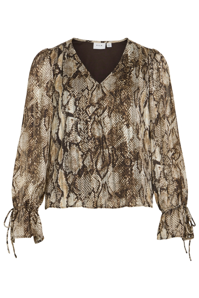Vila bruine dames blouse | Vooraanzicht