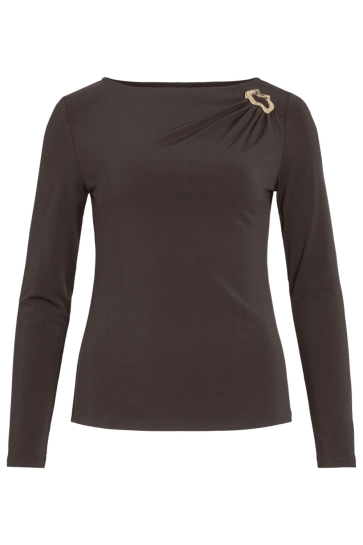 Vila Top VIJUSTINE BOATNECK L/S TOP 14118139 COFFEE BEAN
