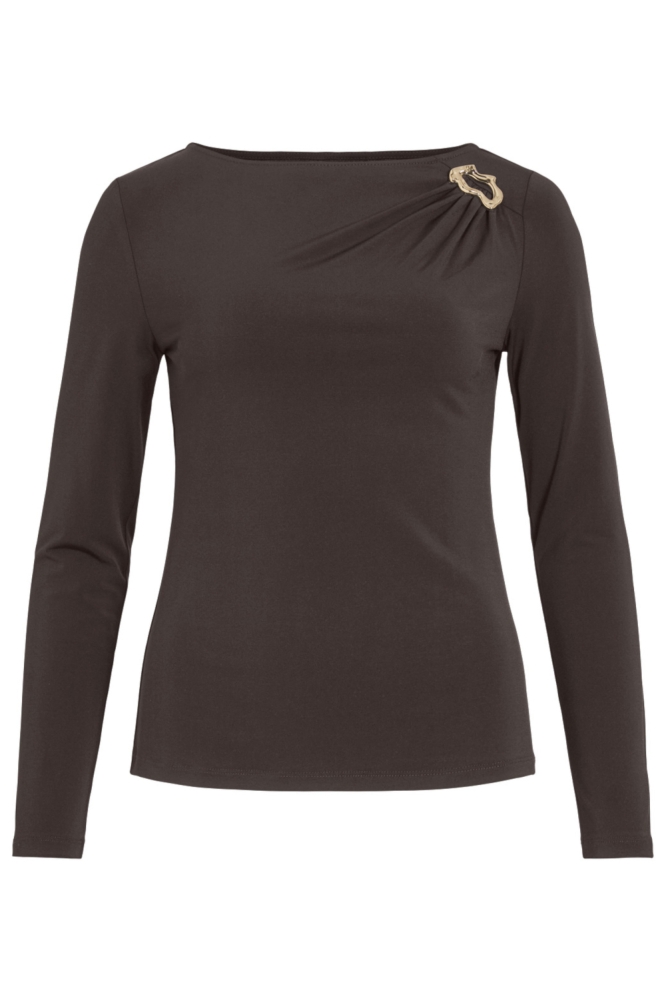 Vila bruine dames t-shirt | Vooraanzicht