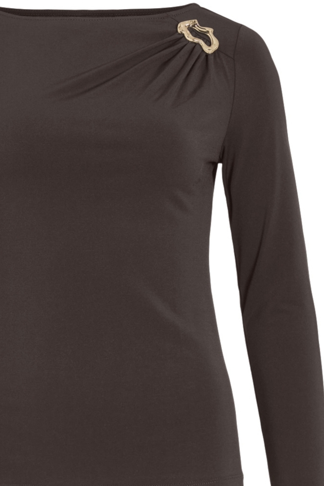 Vila bruine dames t-shirt | Close up