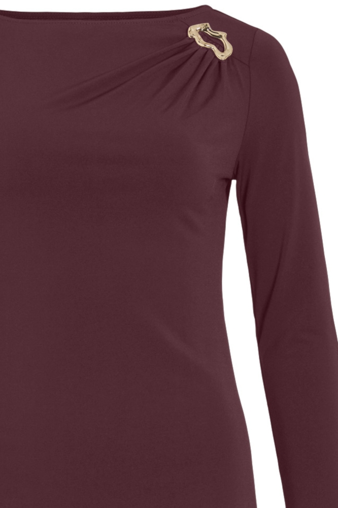 Vila bordeaux dames t-shirt | Close up