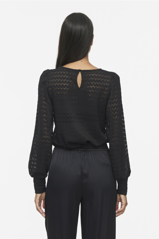 Vila zwarte dames blouse | Model achteraanzicht