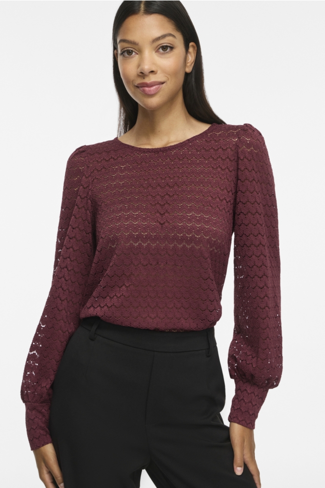Vila bordeaux dames blouse | Model vooraanzicht