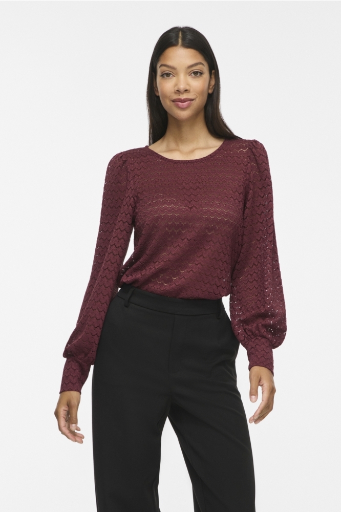 Vila bordeaux dames blouse | Model vooraanzicht