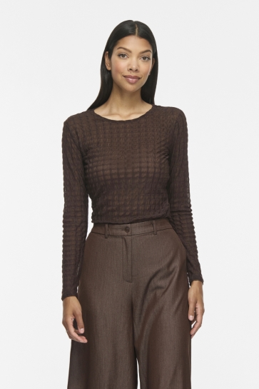 Vila Top VIMIRANI O-NECK L/S TOP 14117640 Coffee Bean