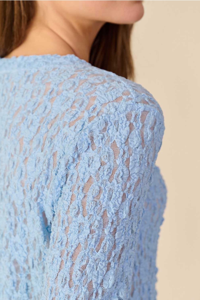 FOS Amsterdam blauwe dames t-shirt | Close up