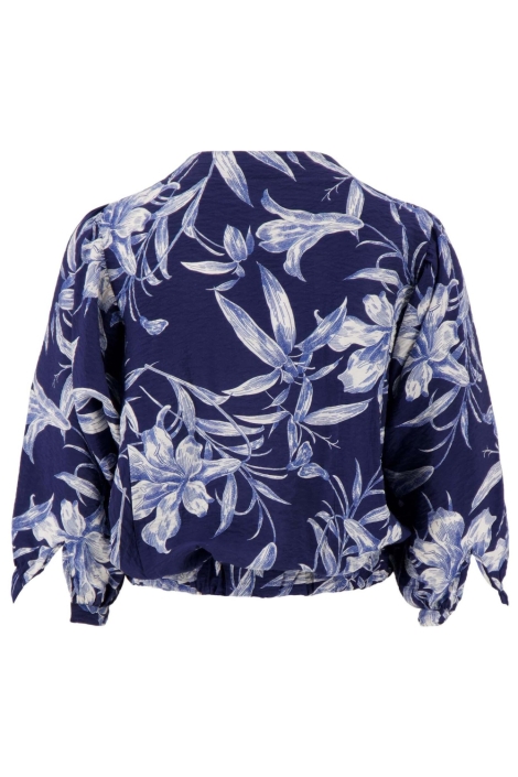 Zusss blauwe dames blouse | Achteraanzicht
