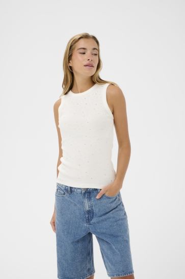 Kaffe Top KACARNA RHINESTONE TOP 10510590 CHALK