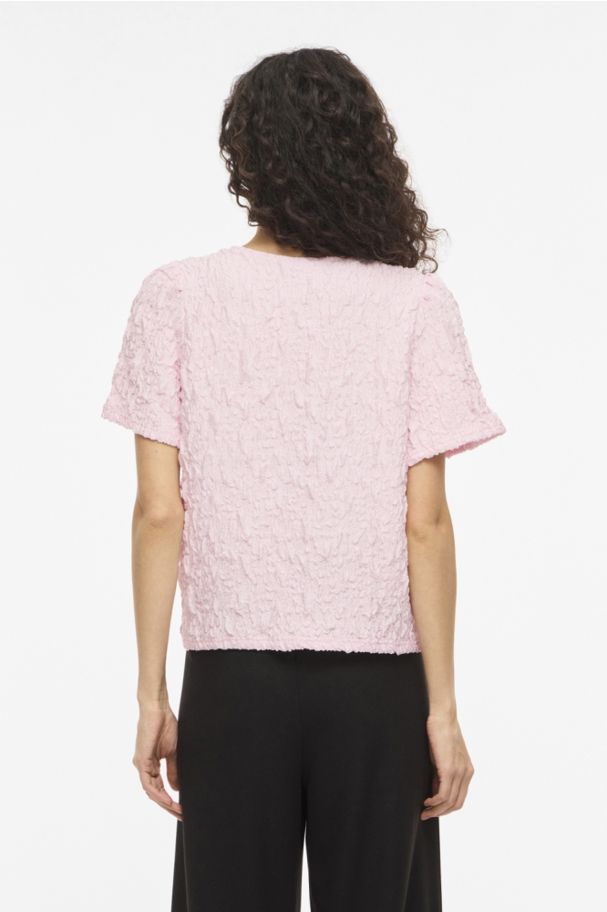Vila roze dames t-shirt | Model achteraanzicht