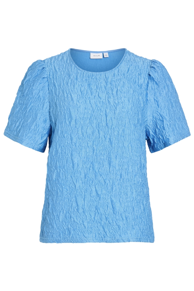 Vila blauwe dames t-shirt | Vooraanzicht