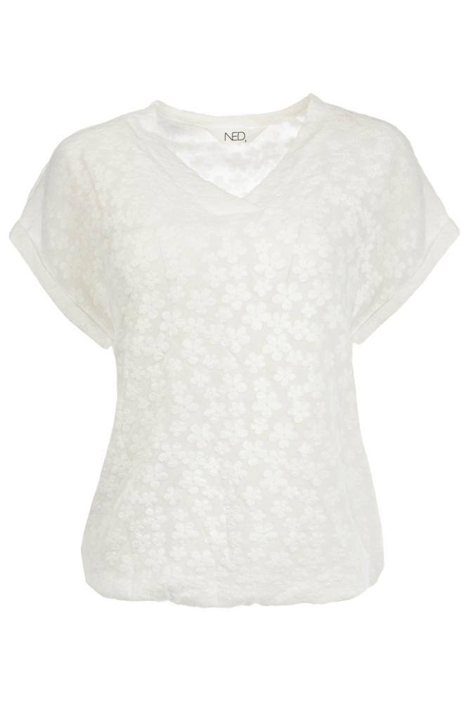 NED ecru dames t-shirt | Vooraanzicht