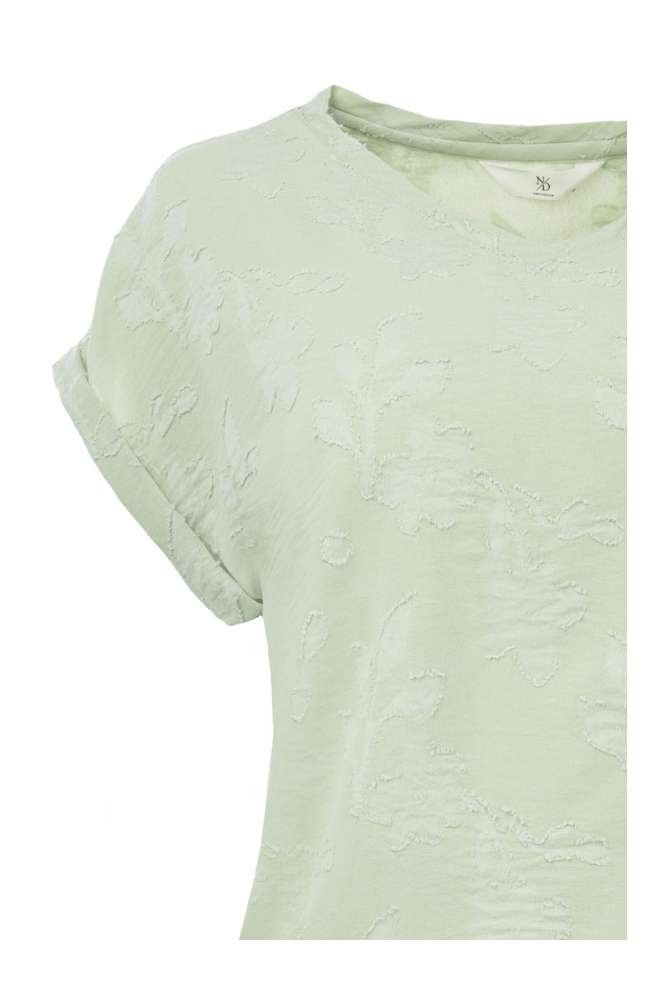 NED groene dames t-shirt | Close up