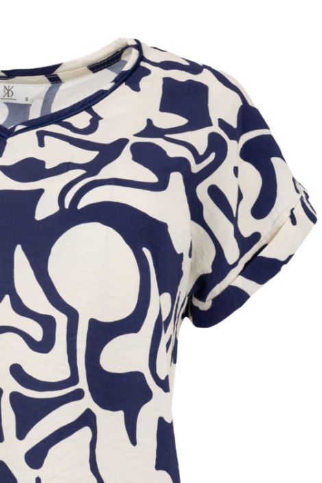 NED blauwe dames blouse | Close up