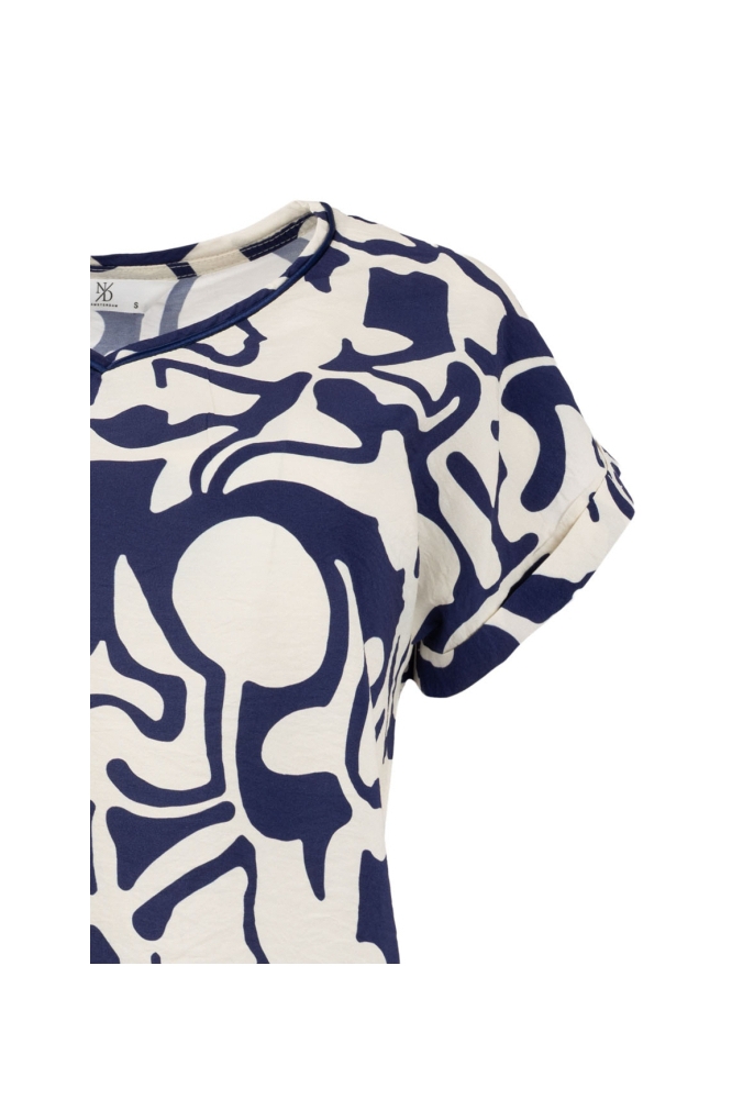 NED blauwe dames blouse | Close up