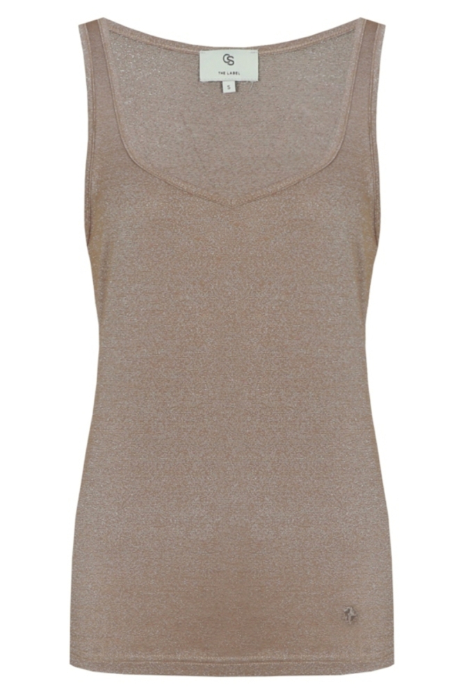 C&S The Label taupe dames top | Vooraanzicht