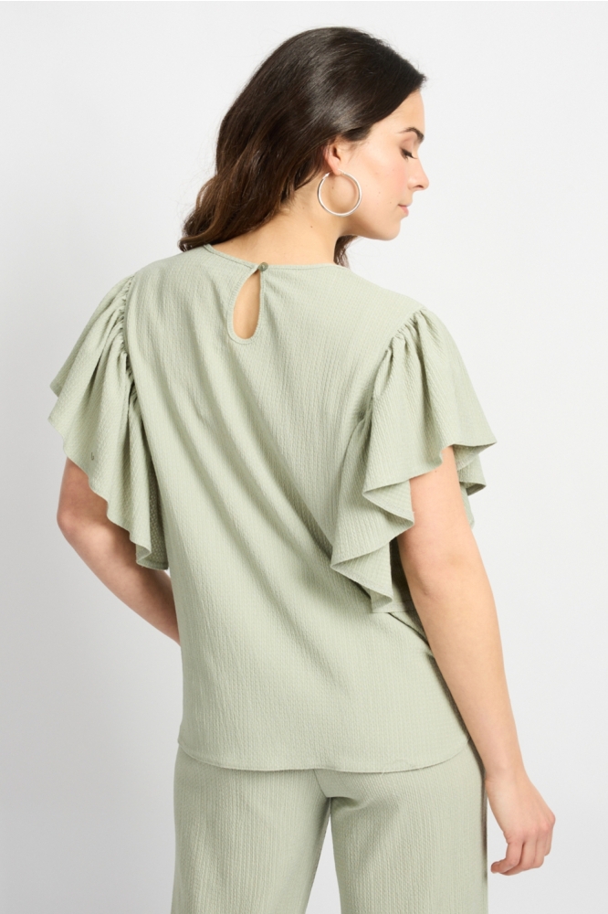 C&S The Label groene dames t-shirt | Model achteraanzicht