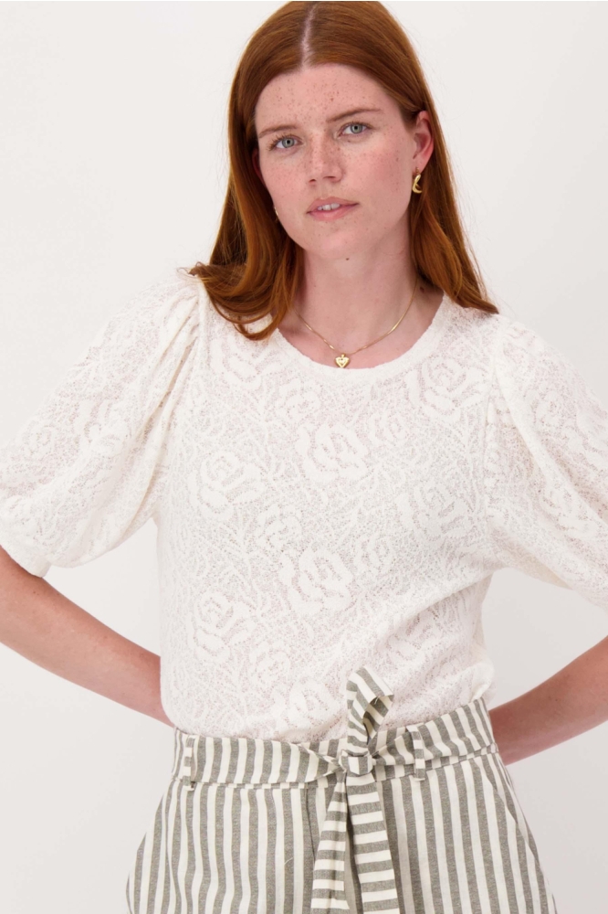 Zusss beige dames t-shirt | Model vooraanzicht