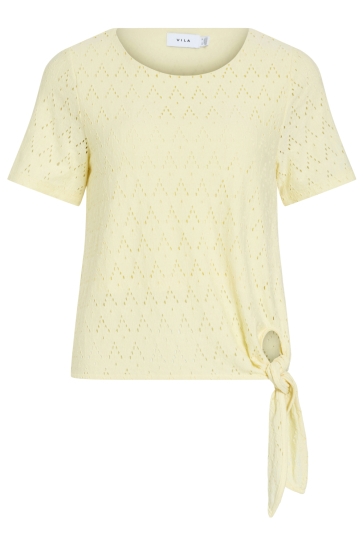 Vila viamalina open o-neck s/s top/vol/p Geel
