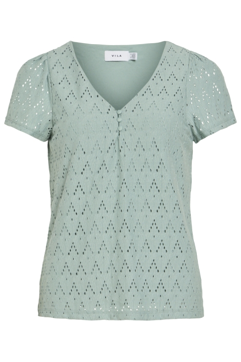 Vila groene dames t-shirt | Vooraanzicht