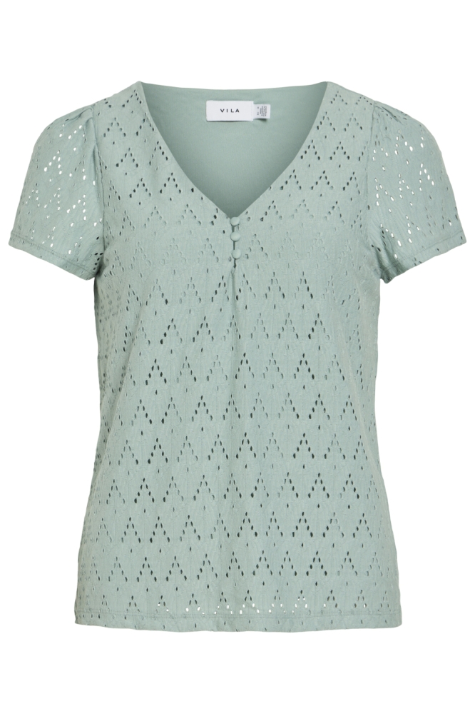Vila groene dames t-shirt | Vooraanzicht