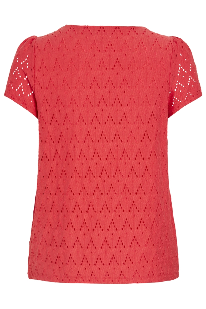 Vila rode dames t-shirt | Achteraanzicht