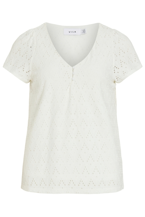 Vila witte dames t-shirt | Vooraanzicht