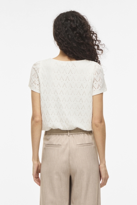 Vila witte dames t-shirt | Model achteraanzicht