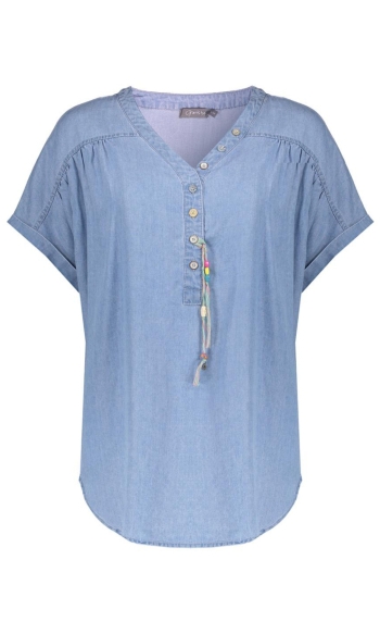 SUZE TOP LYOCELL ROPES BLEACHED DENIM