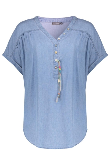 Geisha Blouse SUZE TOP LYOCELL ROPES BLEACHED DENIM