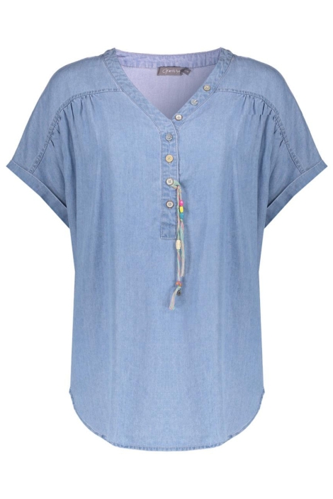 Geisha blauwe dames blouse | Vooraanzicht