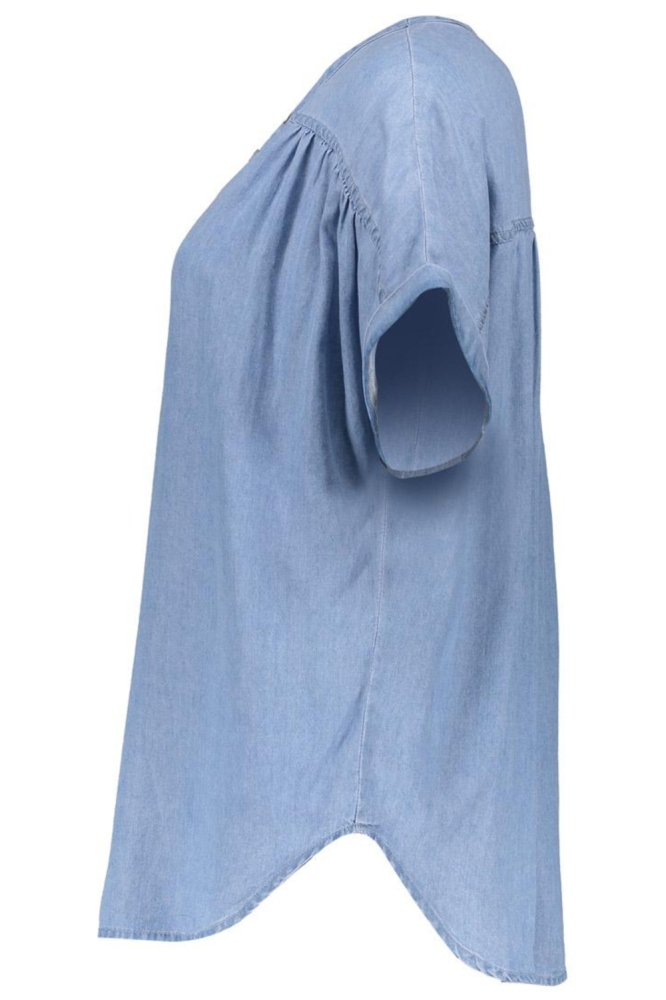 Geisha blauwe dames blouse | Zijaanzicht