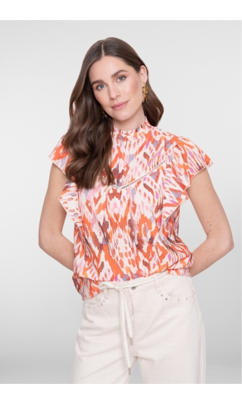 T SHIRT 63260 20 ECRU/MANDARINE RED/ LILA