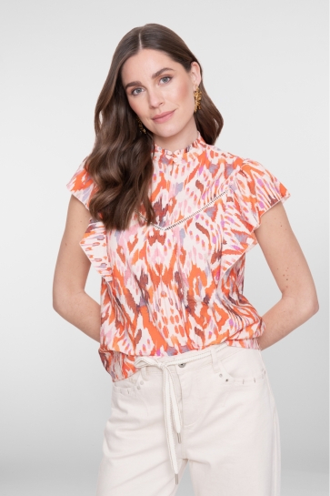 Geisha Top TOP 63260 20 ECRU/MANDARINE RED/ LILA