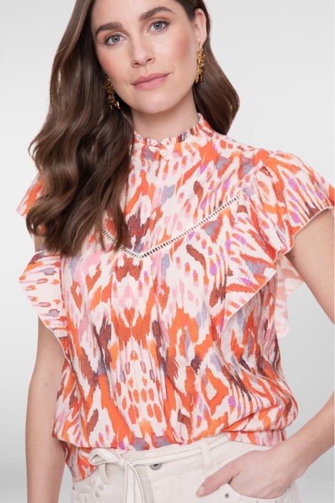 Geisha multi color dames top | Model vooraanzicht