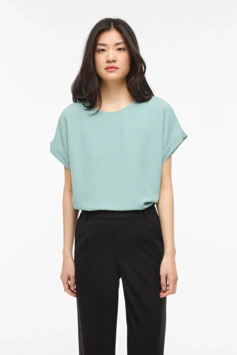 Vila groene dames t-shirt | Model vooraanzicht