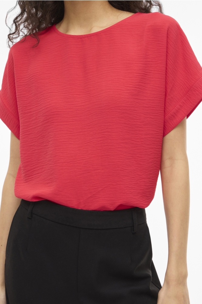 Vila rode dames t-shirt | Close up
