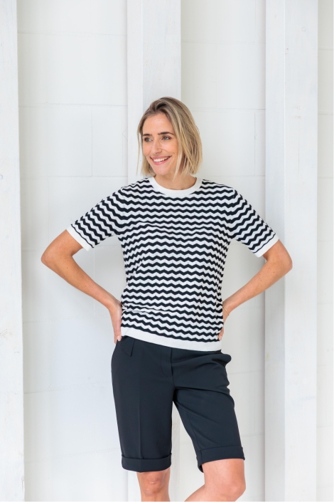 NED blauwe dames t-shirt | Model vooraanzicht