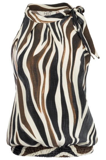 NED Top BIBI BROWN ZEBRA PRINT WOVEN 26S3 SN043 04 Brown